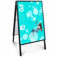 Potykacz Stojak Reklamowy Dwustronny Czarny A2 OWZ z Wymienną Grafiką