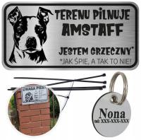 TABLICZKA UWAGA PIES ADRESÓWKA AMSTAFF