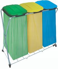 STOJAK POTRÓJNY KOSZ DO SEGREGACJI ŚMIECI 3 STANOWISKA 3 x 120L