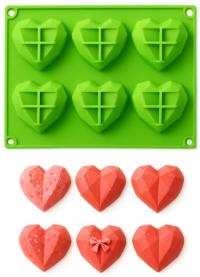 FORMA SILIKONOWA DO MONOPORCJI SERCE DIAMENT 6 GNIAZD FOREMKA SERCA