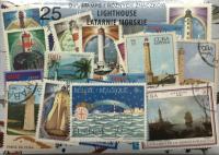 Zestaw 25 znaczków pocztowych -LATARNIE MORSKIE