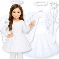 STRÓJ ANIOŁA ANIOŁKA JASEŁKA SKRZYDŁA + AUREOLA + SPÓDNICZKA ANIOŁ 122-128