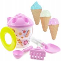 ZABAWKI DO PIASKOWNICY PIASKU LODY FOREMKI WIADERKO ŁOPATKA ZESTAW 12 ELEM
