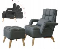 Fotel rozkładany wypoczynkowy z podnóżkiem SALON spania S1408 szary ciemny