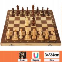 czarny styl 4 Queens magnetyczne szachy drewniane