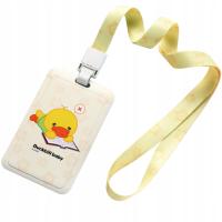 Etui na kartę dla dzieci z smyczą - żółte w słodkie wzory - dziecięce