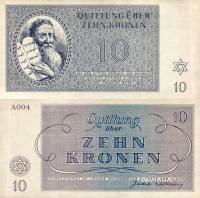 # CZECHOSŁOWACJA (getto Theriesienstadt)) - 10 KORON - 1943 - P-NLC - XF+