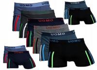 Bokserki męskie Uomo bawełniane wielokolorowe paski zestaw 10 szt.