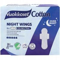 Podpaski Na noc Ze Skrzydełkami Długie Superchłonne 9sztuk Vuokkoset Cotton