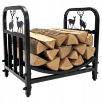 ДРОВЯНАЯ КОРЗИНА ДЛЯ КАМИНА, МЕТАЛЛИЧЕСКАЯ СТОЙКА ДЛЯ ХРАНЕНИЯ С РИСУНКОМ ОЛЕНЯ