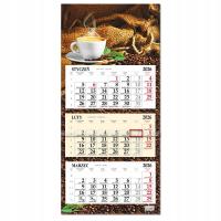 Kalendarz trójdzielny ścienny 2026 pasek z okienkiem 3 miesiące ściana KAWA