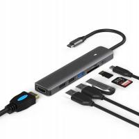 Hub USB-C 7-portowy z HDMI 4K, USB 3.0, SD, Power Delivery 100W
