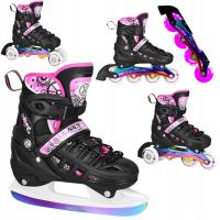 Łyżworolki 4w1 Rolki Rekreacyjne Łyżwy Regulowane Wrotki LED NILS