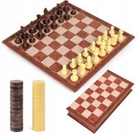 SZACHY MAGNETYCZNE WARCABY DREWNIANE PERADIX 2W1 MAGNETIC GAME +FUTERAŁ PRO