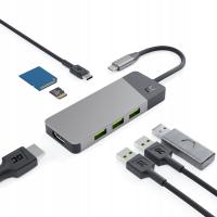 GC Adapter rozdzielacz 7 w 1 HUB USB-C 85W 3x USB-A 3.1 USB C HDMI 4K SD TF