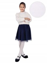 Rajstopy modal dziewczęce dziecięce wąski prążek białe 128-134 MYWAY