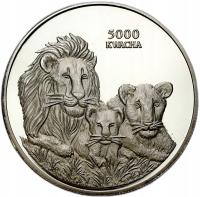 Zambia. 5.000 kwacha 1999 Lwy – UNCJA SREBRA