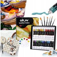 24 KOLORY AKRYLOWE ZESTAW PISAKI Kolorowa farba akrylowa do malowania butów