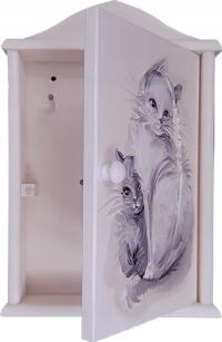 Szafka na klucze skrzynka ręcznie malowana kotki