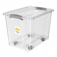 POJEMNIK PLASTIKOWY Z POKRYWĄ NA KÓŁKACH 20L Mocny Organizer Zamykane Pudło
