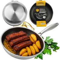 PATELNIA STALOWA DO SMAŻENIA 28CM INDUKCJA GAZ PATELNIA GŁĘBOKA PREMIUM