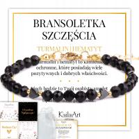 BRANSOLETKA TURMALIN CZARNY HEMATYT SERCE Z KAMIENI SZLACHETNYCH ZE STALI