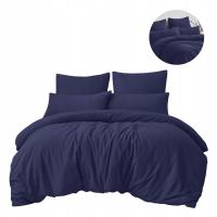 JEDNOLITY KOMPLET POŚCIELI COMFORT 160X200 TRZYCZĘŚCIOWY GRANATOWY
