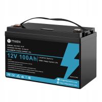 Bateria TTWEN LiFePO4 12 V 100 Ah, akumulator awaryjny o głębokim cyklu, ekran LCD
