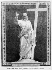 Radomsko. Kościół parafialny. Rzeźba Chrystus w chwale, drzeworyt 1876