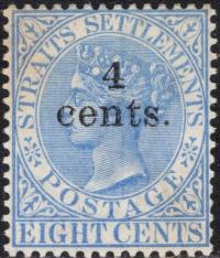 kol.bryt.Straits Settlements QV 4 c.czysty *