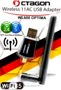 Adapter WiFi na USB 600Mbps 2,4G/5G Octagon Optima WL608 ORYGINAŁ