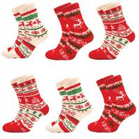 6 Par Skarpety Świąteczne Damskie Ocieplane Zimowe Alpaka rozmiar 39-42