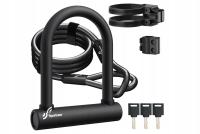 Zapięcie rowerowe 18 mm, pałąkowe z kablem stalowym 180 cm do rowerów