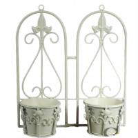Podwójny Kwietnik Metaloplastyka w Stylu Prowansalskim, Kremowy