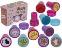 Stemple Pieczątki Stempelki dla Dzieci Pieski Kotki Koty Psy 6 szt/kpl