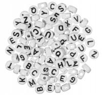 Бусины буквы, белые монеты 7мм 100шт на надписи имена для браслетов