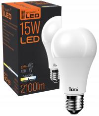 Лампа E27 LED 15W 2100lm мощный A60 не мигает NW