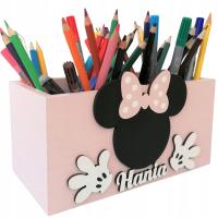 DUŻY Przybornik na Kredki, Organizer dla Dziecka z imieniem, Myszka MINNIE