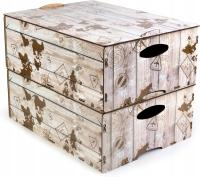 Zestaw 2 organizerów dekoracyjnych pudełek z MDF DIY BOX L 38 x 28 x 15 cm