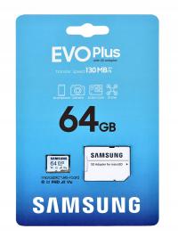 KARTA PAMIĘCI SAMSUNG EVO + 64GB micro SD 130MB/s NOWA ORYGINALNA