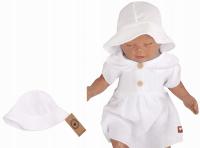 Muślinowy kapelusz niemowlęcy biały 6-12 miesięcy
