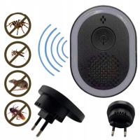ULTRADŹWIĘKOWY ODSTRASZACZ GRYZONI MYSZY Komarów Much Sieciowy Czarny