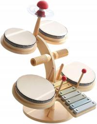 DREWNIANE INSTRUMENTY MUZYCZNE EDUKACYJNA PERKUSJA DLA DZIECI CYMBAŁKI