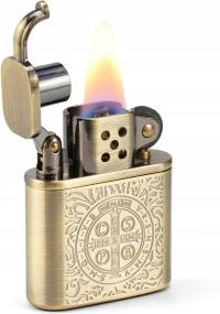 ZAPALNICZKA BENZYNOWA VINTAGE MIEDZIANA KOŁO CIERNE RETRO