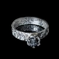 PIERŚCIEŃ DIAMENT NATURA SRBRNY SREBRO 925 ZARĘCZYNOWY ZARĘCZYNY R 14