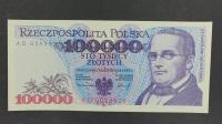 100000 Złotych Polska III RP 1993 r. seria AD st. UNC z paczki bankowej (1)