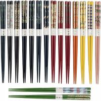 Пара японских палочек для суши с различными узорами и цветами бамбук 22 см