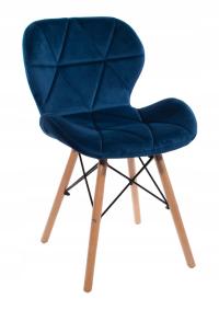 Krzesło welur skandynawskie tapicer salon biuro jadalnia granatowe 1 szt.