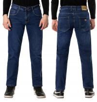 DUŻE Spodnie Jeans Męskie Texasy Dżinsy Klasyczne Proste Granat 7305 W43L32