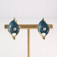 Klipsy do Uszu Lolita Akcesoria Klips do UCHA NIEBIESKIE LISTKI Z PEREŁKĄ